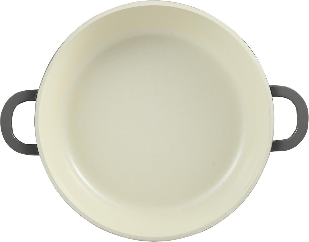 BERGNER E Xcalibur Grey – niedrige Pfanne mit 24-cm-Deckel – geschmolzenes Aluminium – cremefarbener