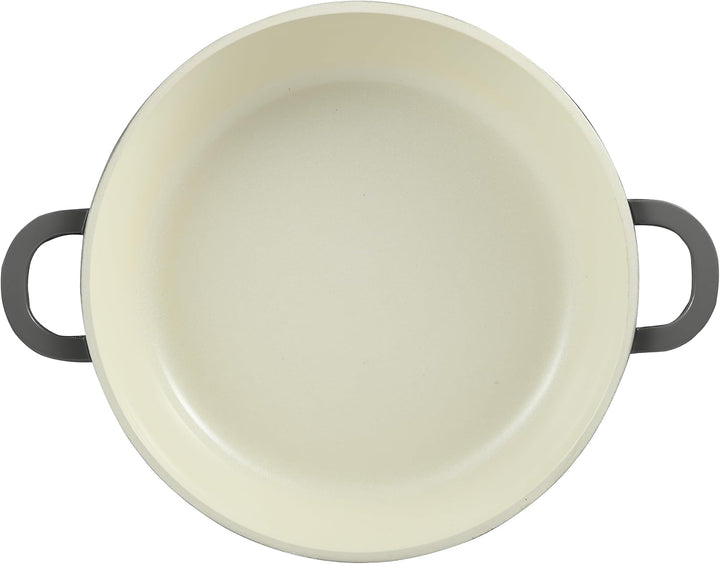 BERGNER E Xcalibur Grey – niedrige Pfanne mit 24-cm-Deckel – geschmolzenes Aluminium – cremefarbener
