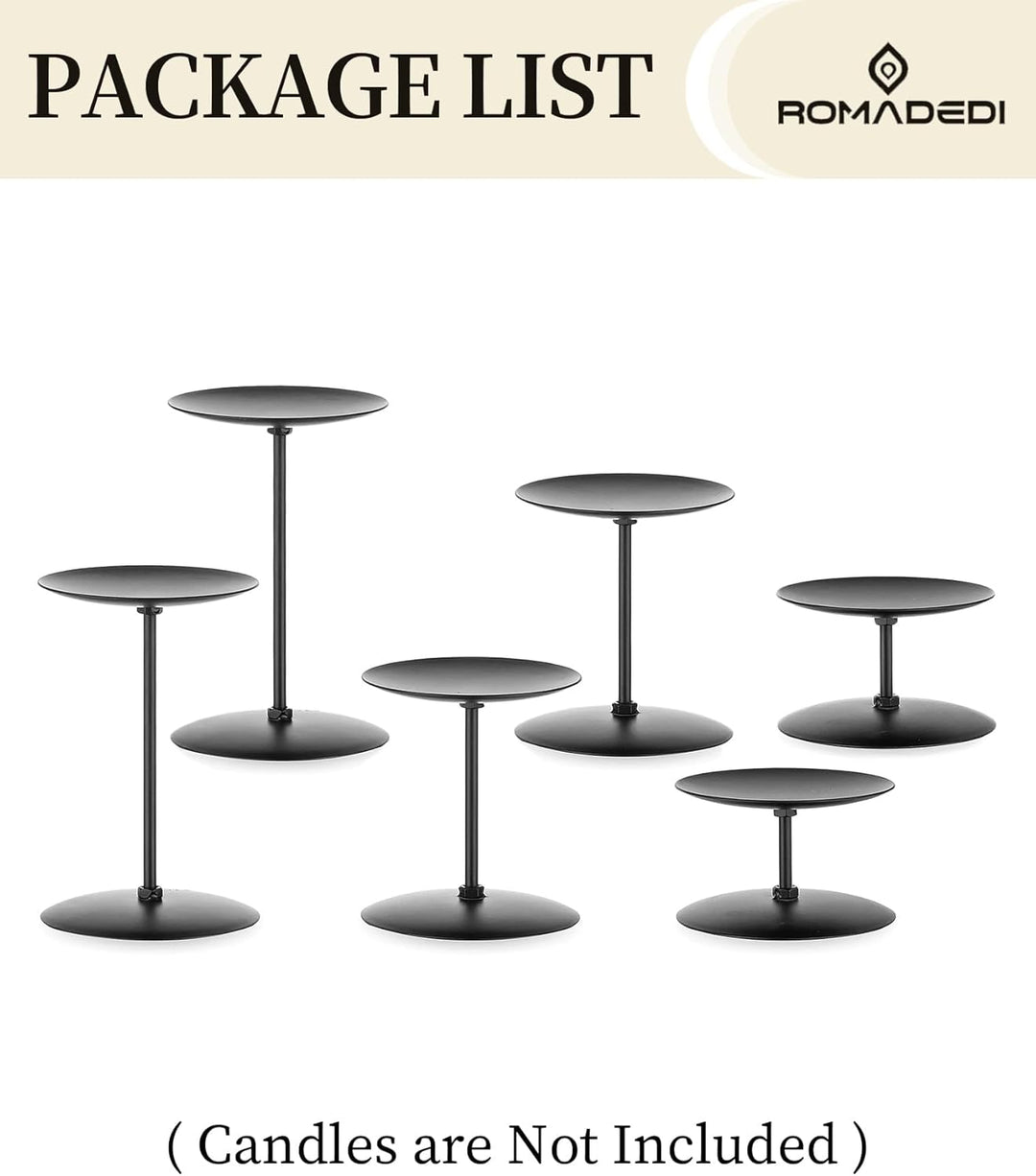 Romadedi Schwarz Kerzenständer Metall für Stumpenkerzen: Modern Kerzenhalter 6er Set - Tischdeko zu