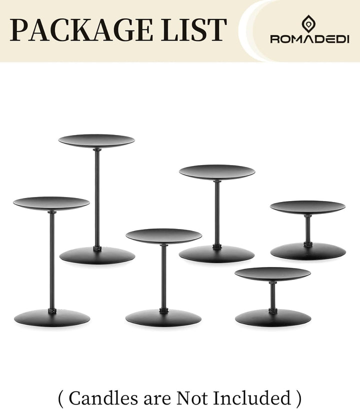 Romadedi Schwarz Kerzenständer Metall für Stumpenkerzen: Modern Kerzenhalter 6er Set - Tischdeko zu