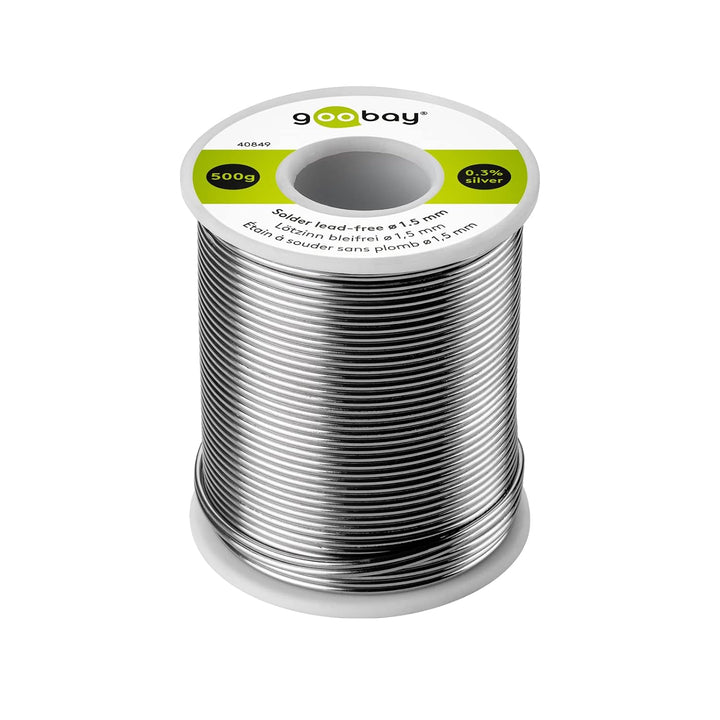 Goobay 40849 Lötzinn bleifrei ø 1,5mm Lötdraht mit Flussmittel, 0.3 % Silber & 0.7 % Kupfer, 217 °C