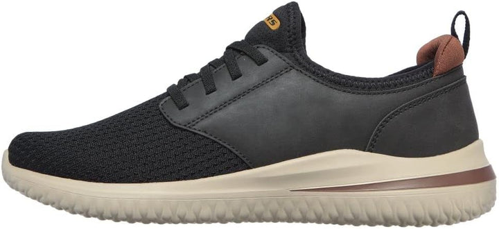 Skechers Herren Delson 3.0 Mooney Runde Zehenpartie, Bungee-Schnür-Slipper 42 EU Black Knitted Mesh,