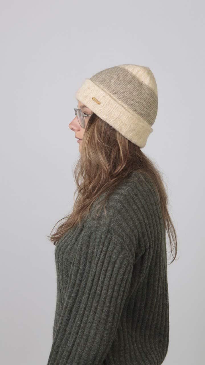 Barts W Sylker Beanie Colorblock-Beige-Braun, Damen Kopfbedeckung, Grösse One Size - Farbe Cream