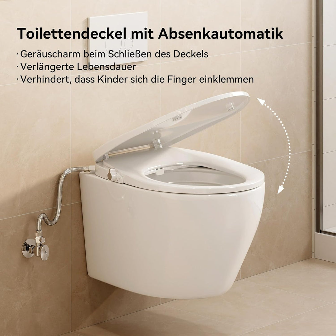 HOROW Dusch WC Aufsatz Ohne Strom, Toilettendeckel mit Absenkautomatik, Dusch WC-Sitz für Gesässdusc
