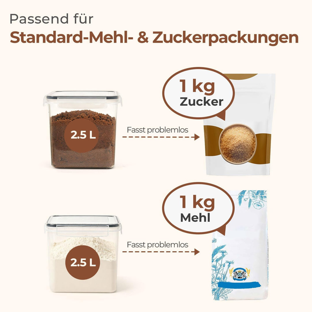 ComSaf Mehl Aufbewahrung 2.5L 3Pcs, Vorratsdosen mit Deckel luftdicht, Vorratsbehälter, luftdichte A