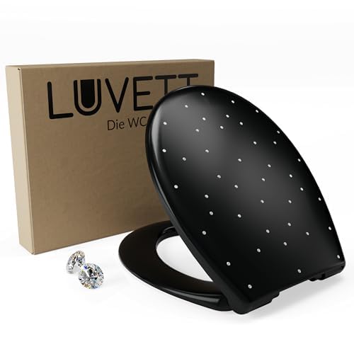 LUVETT® WC-Sitz S100 mit Glitzer-Steinen, oval, mit Absenkautomatik SoftClose®, abnehmbar, antibakte
