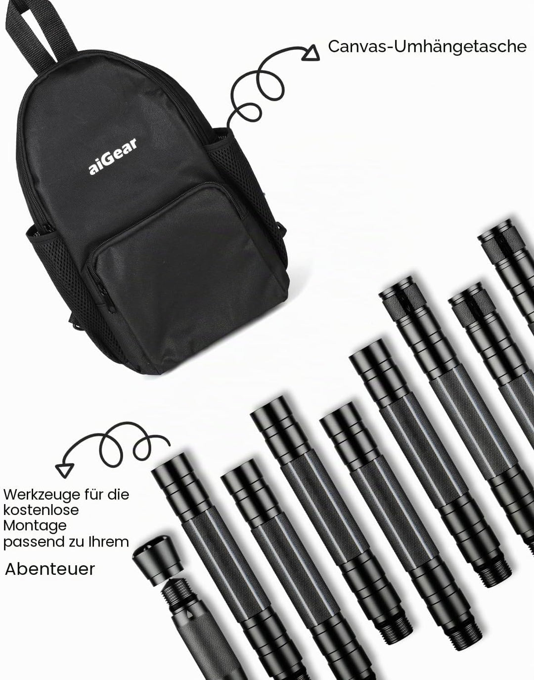 aiGear Taktischestöcke/Wanderstöcke | Upgraded Aluminium Taktische Pole Taktischer Stock | Outdoor 5