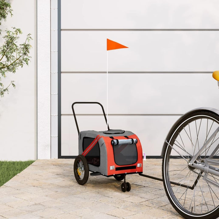 vidaXL Fahrradanhänger Hunde Hundeanhänger Hundetransporter Oxford-Gewebe Eisen Orange 122 x 52 x 53