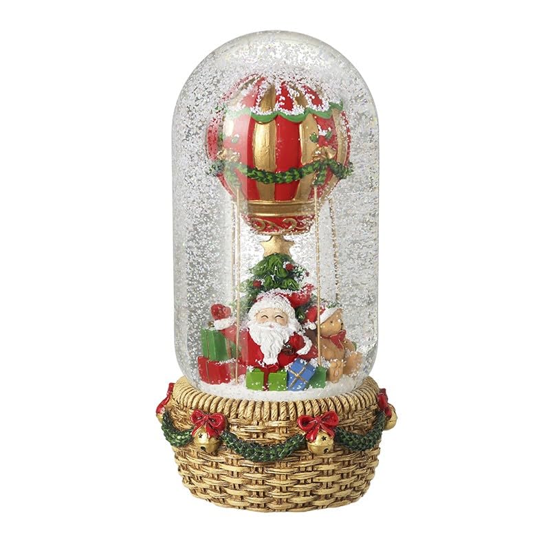 Heaven Sends Schneekugel mit Weihnachtsmann im Heissluftballon, gross, 11,5 x 23 cm