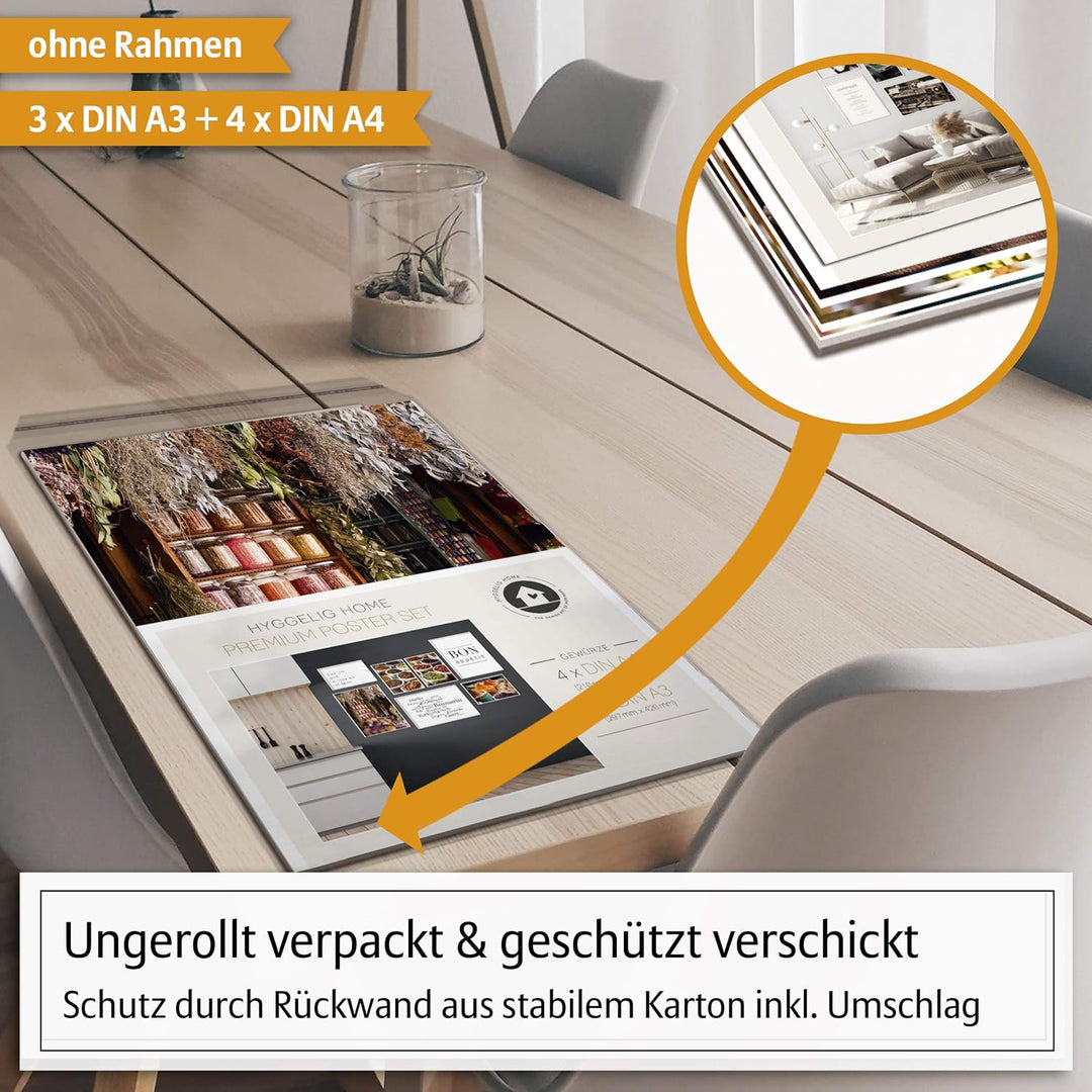 Hyggelig Home Premium Poster Set - Gewürze Gold und mehr (Gewürze, Ohne Rahmen) Ohne Rahmen Gewürze,