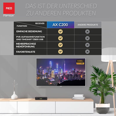 RED OPTICUM C200 HD Kabelreceiver mit Aufnahmefunktion PVR I Digitaler Kabel-Receiver HD - EPG - HDM