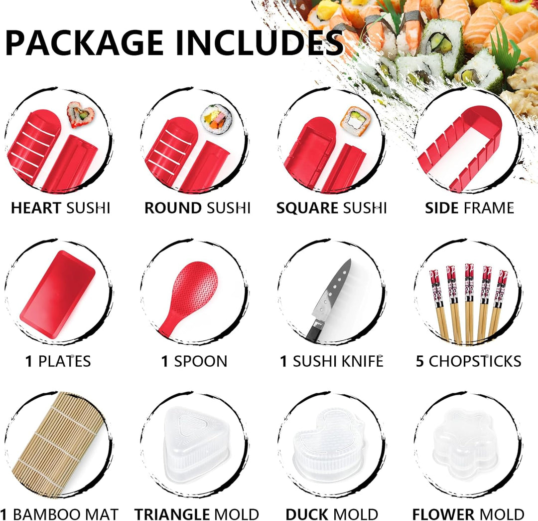 SKYSER Sushi Maker set Teller, 20 Artikel Kit für Anfänger zum selber machen, Kann als Sushiteller v
