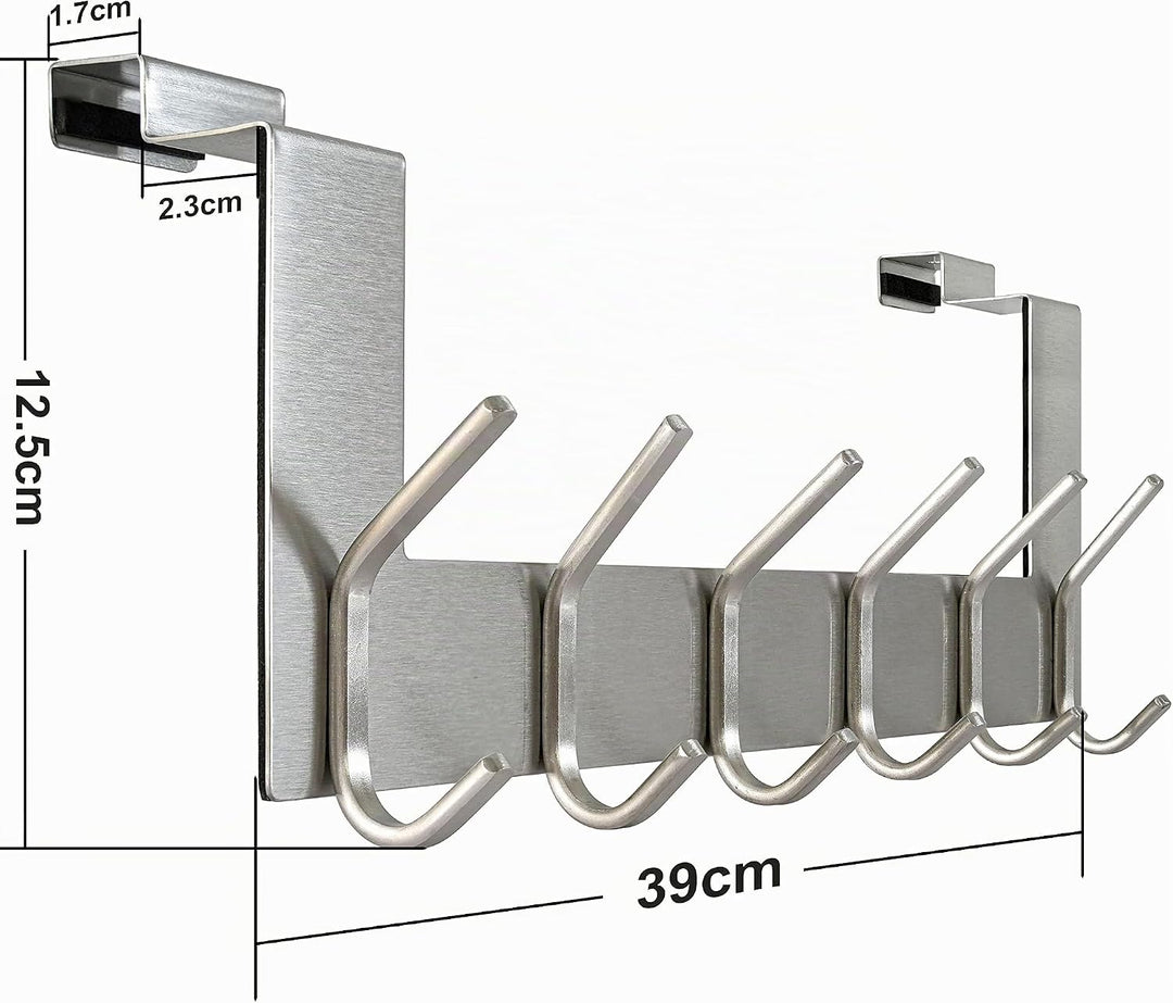 WEBI Türgarderobe mit 6 Haken,Türhaken zum Einhängen,Türaufhänger,Kleiderhaken Tür,Haken Tür,Türhake