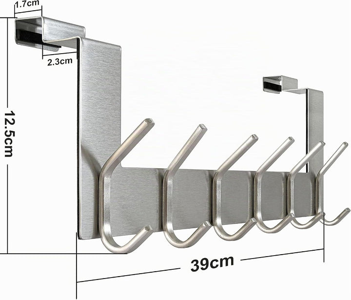 WEBI Türgarderobe mit 6 Haken,Türhaken zum Einhängen,Türaufhänger,Kleiderhaken Tür,Haken Tür,Türhake