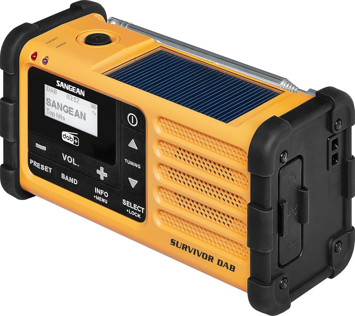 Sangean MMR-88 Survivor M8 Radio - Tragbares Notfall radio - Kurbelradio mit Notsummer und LED Tasch