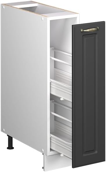 Vicco Apothekerschrank Fame-Line, Anthrazit-Gold Landhaus/Weiss, 20 cm | ohne Arbeitsplatte, zur Kom
