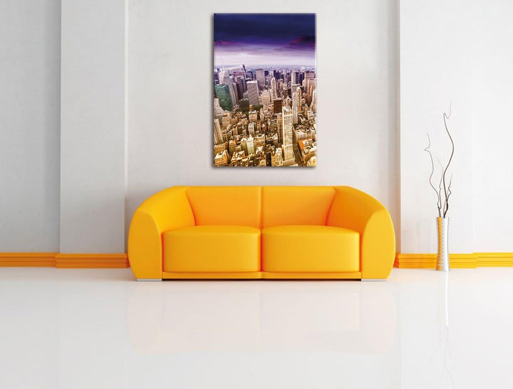 Pixxprint Skyline New York - Blick vom Dach des Empire State Building, Format: 100x70 auf Leinwand,
