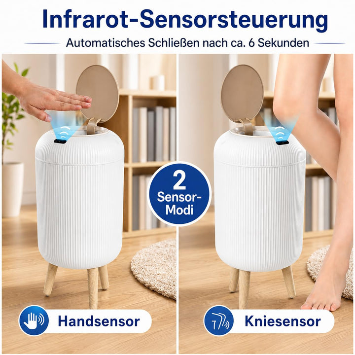 Automatischer Mülleimer mit Sensor 12L - Elektrischer Mülleimer mit Deckel für Küche & Badezimmer -