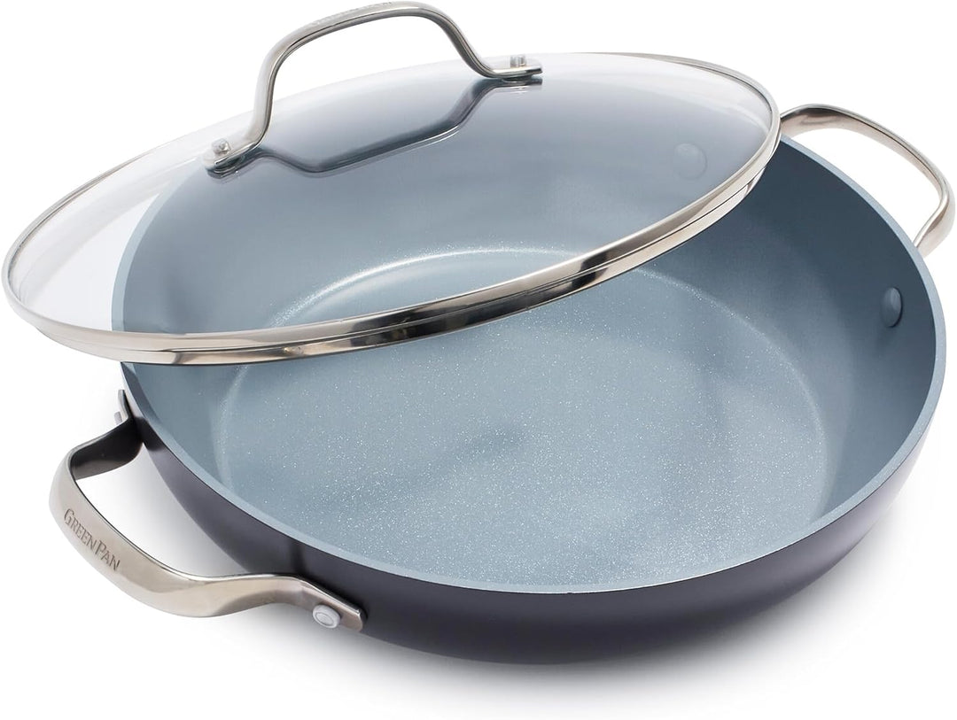 GreenPan Valencia Pro Harteloxierte Gesunde Keramik Antihaft 28 cm Bratpfanne mit Deckel, PFAS-frei,