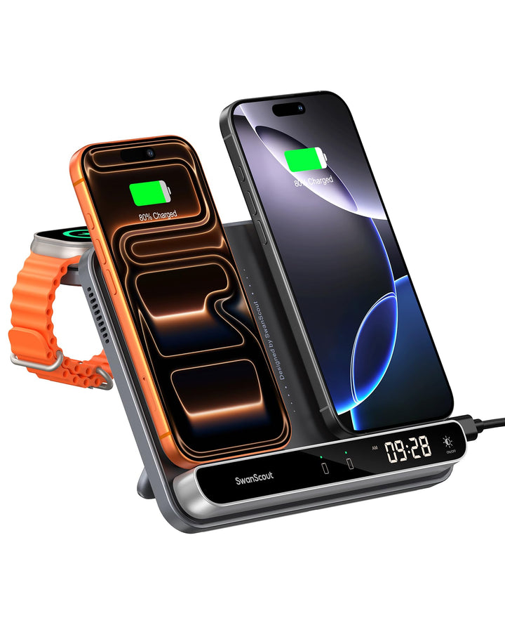 Dual Ladestation für iPhone 17/Air/16/15/14/13/12, Wireless Charger Induktive Ladestation für Apple
