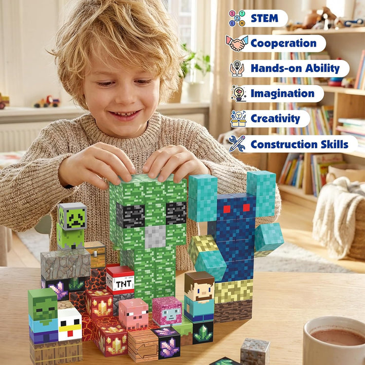 Magnetische Bausteine 100 Teile Magnetbausteine Baue Magnet Wild Welt Abenteuer Spielzeug Kinder ab