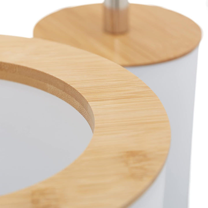 Relaxdays Badezimmer Set, 6-teilig, Badaccessoires Kunststoff, Bambus, komplette Badezimmerausstattu