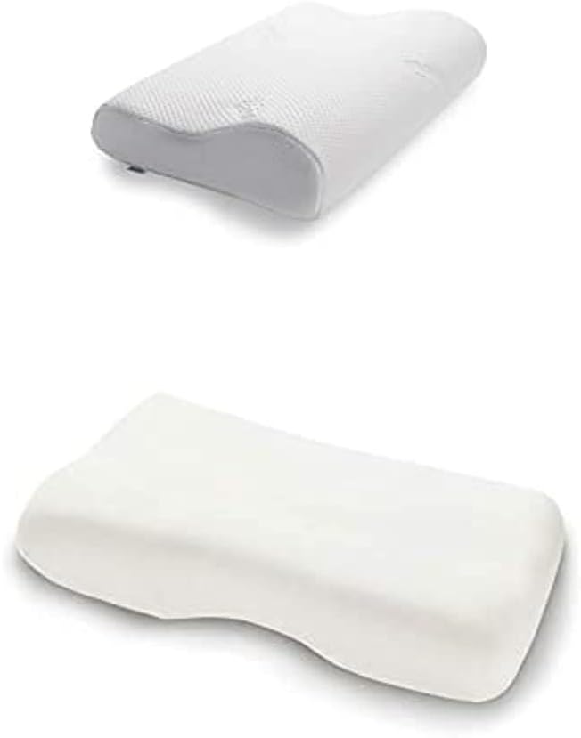 TEMPUR Kissen Set mit Füllung und Bezug, Original Kopfkissen Grösse L mit Jersey-Kissenbezug (beige)