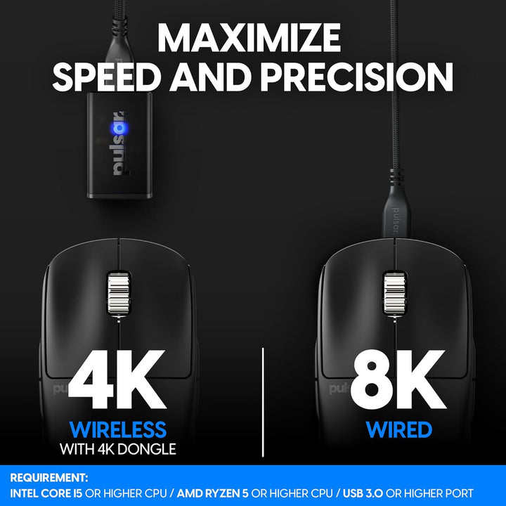 Pulsar Gaming Gears X2A ES kabellose Gaming-Maus, beidhändig, optischer Schalter, OLED-Display, trei