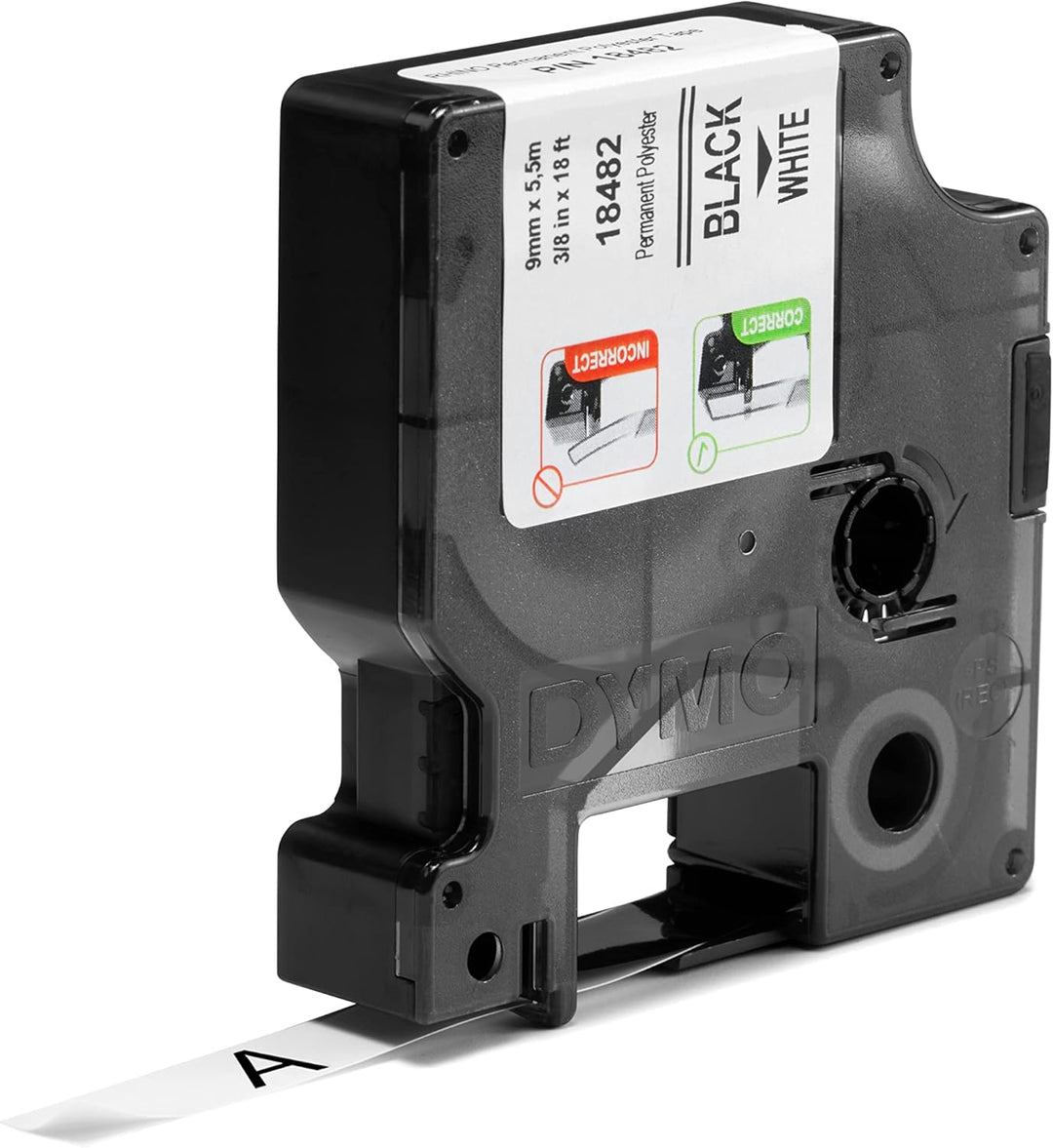 DYMO Rhino Industrie Permanente Polyesteretiketten | 9 mm x 5,5 m | Schwarz auf Weiss | selbstkleben