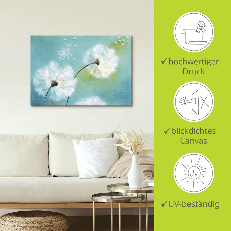 Artland Leinwandbild Wandbild Bild auf Leinwand 70x50 cm Wanddeko Pusteblume Blumen Landhaus Shabby