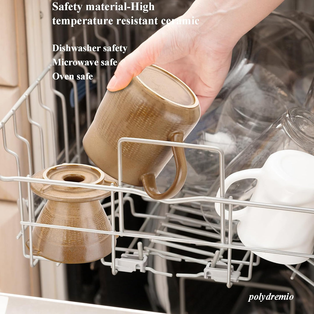 Polydremio Pour Over Kaffeebereiter – 300-ml-Tasse mit Tropfer und 100 kleinen Kegelfiltern, Braun