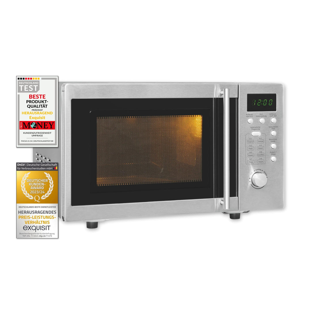 Exquisit Mikrowelle UMW 800 G-3 Inox / 800 Watt / Grill 1000 Watt / Unterbau-Mikrowelle / 20L / Edel