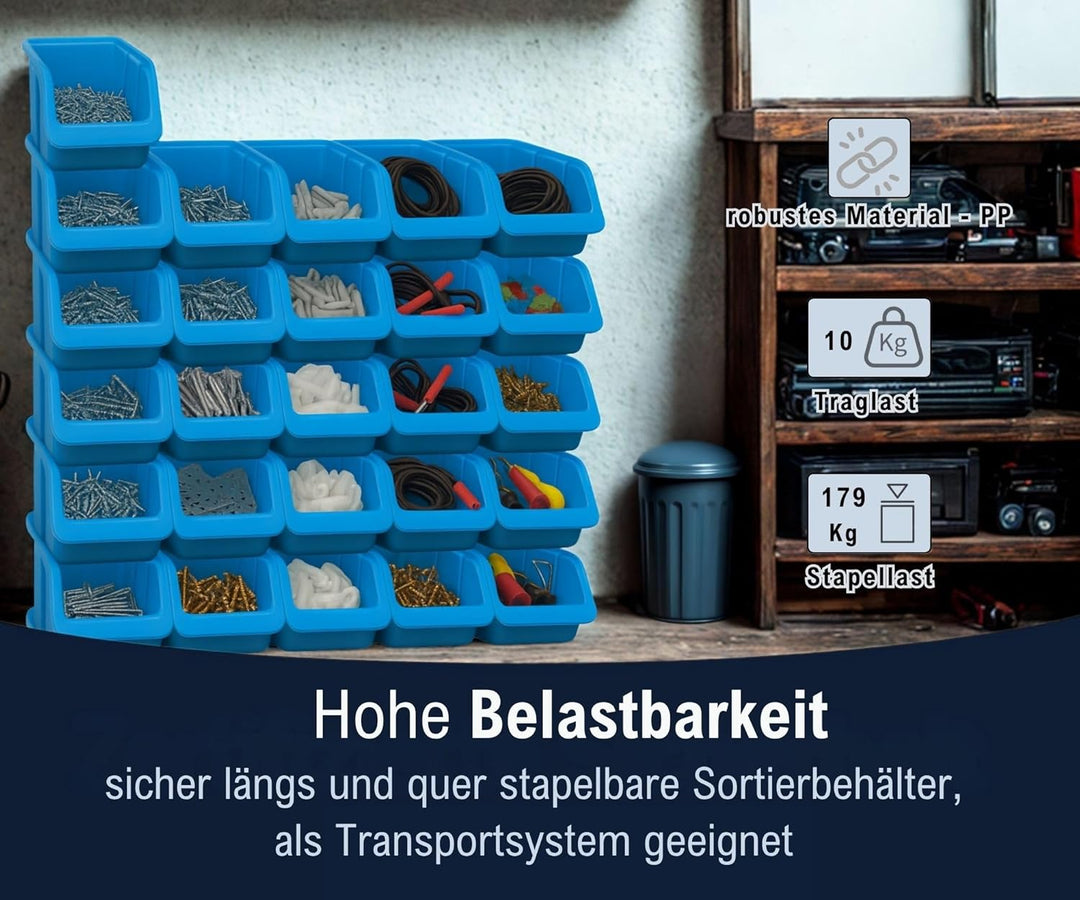 Hünersdorff 26x Sichtbox Stapelbox Lagerbox in Grösse 3, aus Polystyrol, hohe Formstabilität und Bel