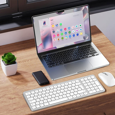 PINKCAT Tastatur Maus Set Kabellos, 2.4G USB Maus und Tastatur Kabellos Deutsche Tastatur QWERTZ Lay