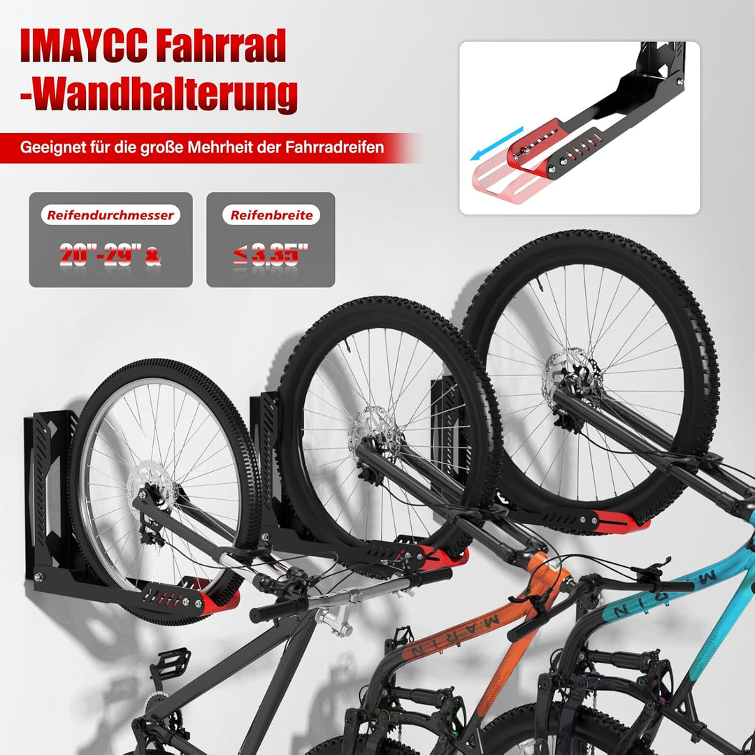 IMAYCC No Lifting Bicycle Wall Mount, Vertical Adjustable Foldable Wall Mount Bicycle, Swivelling Sp