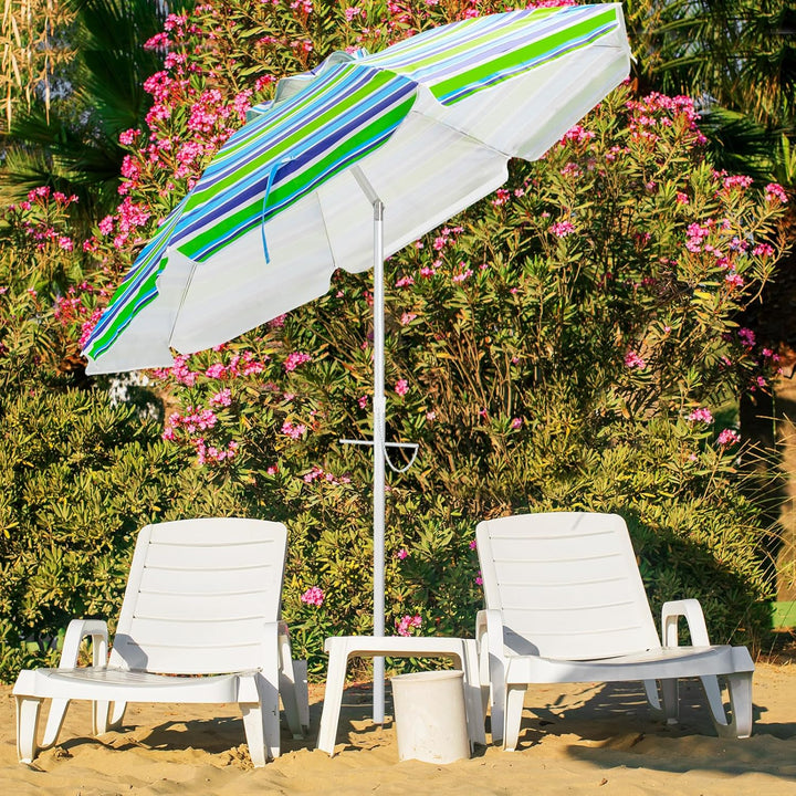 GOPLUS Strandschirm, Sonnenschirm um 30° knickbar, Gartenschirm UV 50+, Tischschirm mit Bodenhülse,