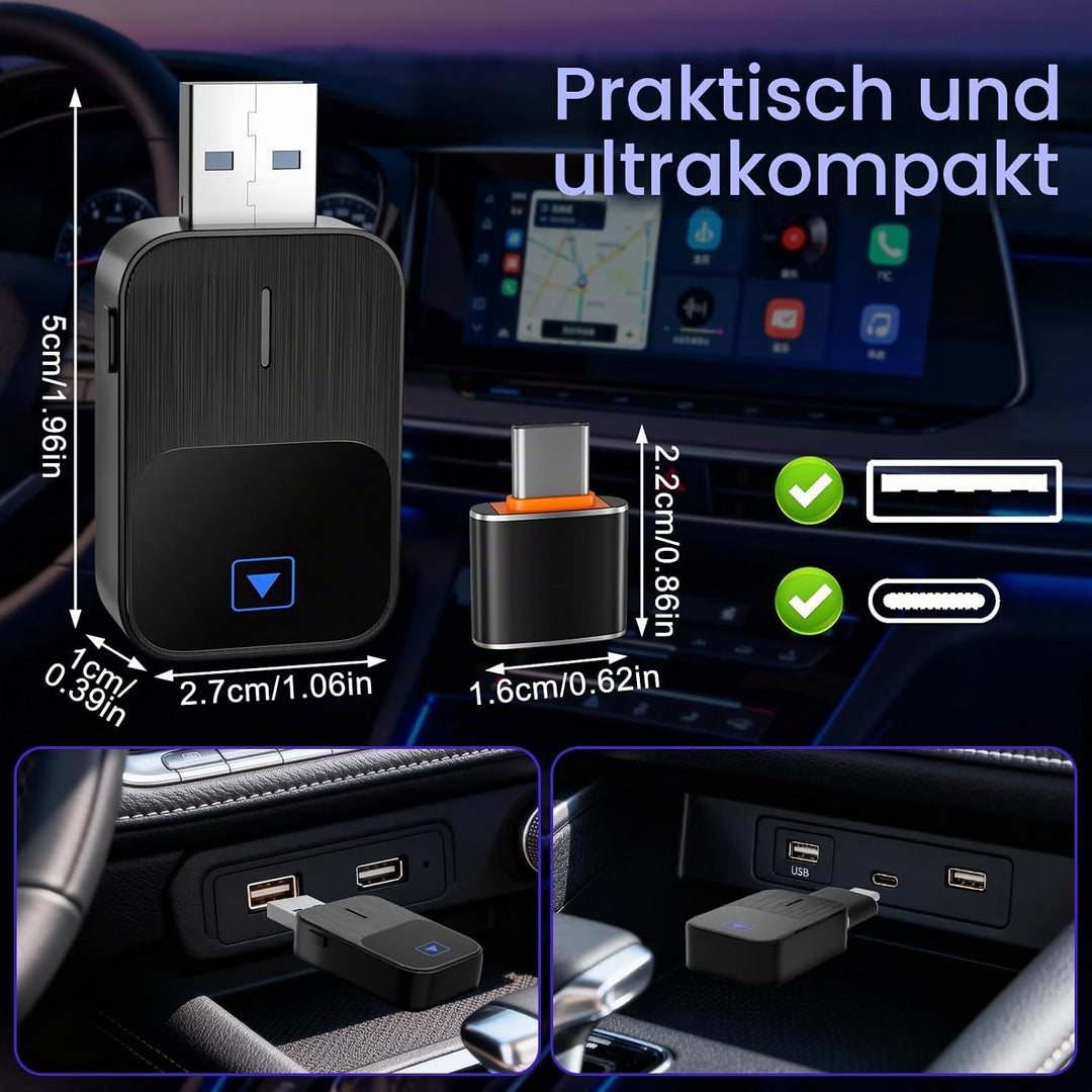 CarPlay Wireless Adapter, 2 IN 1 Wireless Android Auto &amp; Carplay Wireles Adapter, Wandelt Wired CarP