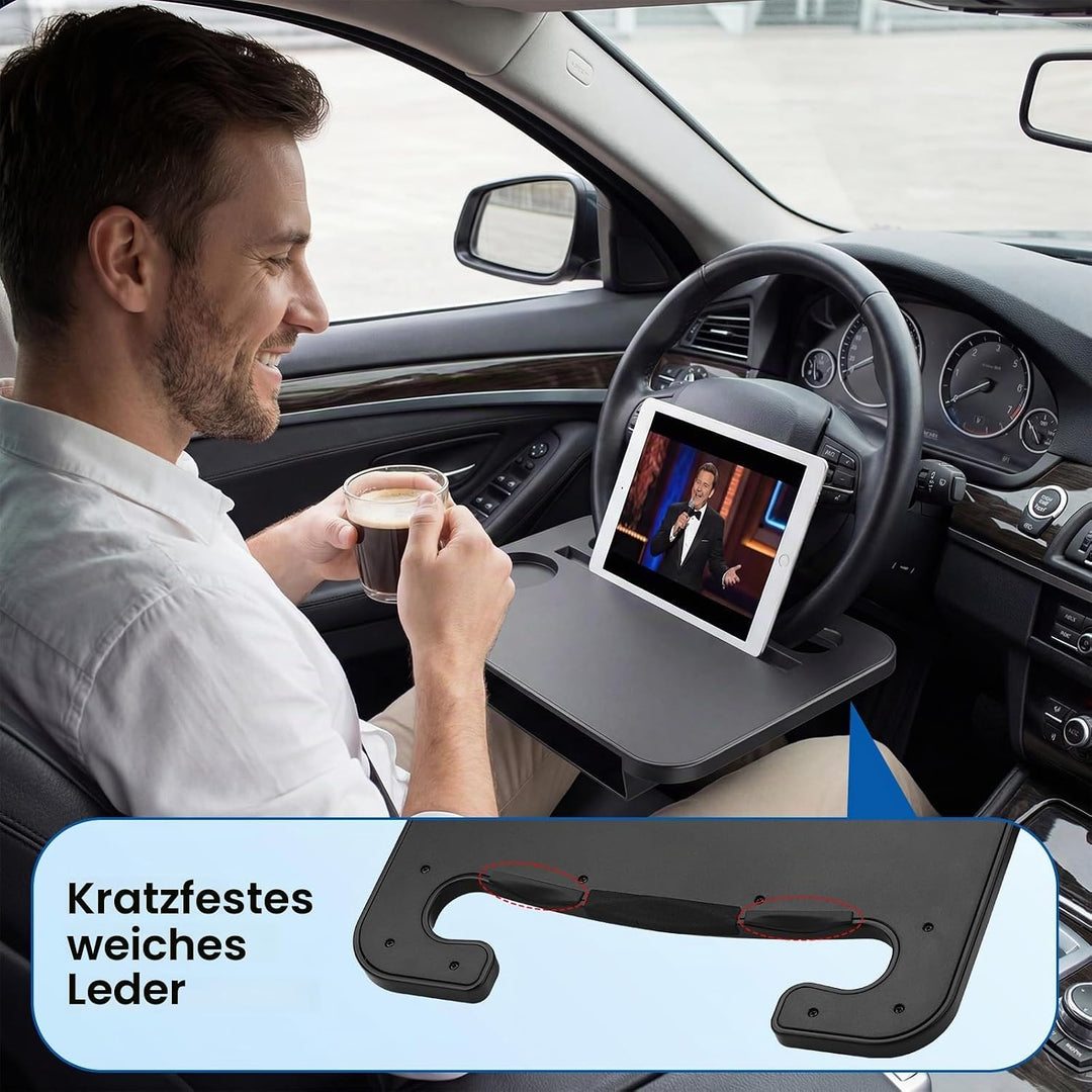 Auto Lenkrad Tisch Multifunktionaler Tragbarer Laptophalter &amp; Esstisch für Auto, 37 x 27.7 cm, Schwa