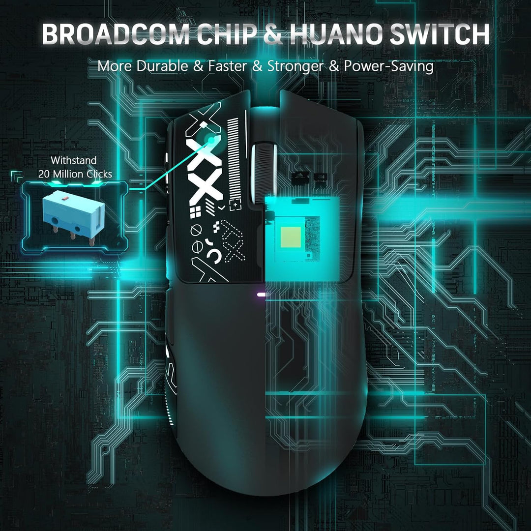 LexonElec x Attack Shark X11 Kabellose Gaming-Maus mit RGB Magnetische Ladestation, PixArt PAW3311-S