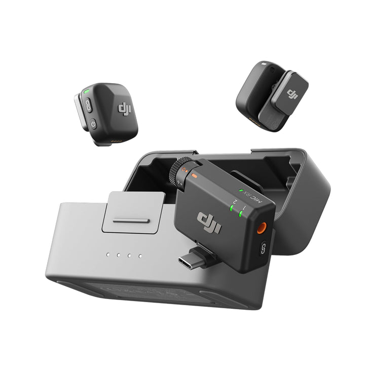 DJI Mic Mini (2 Sender + 1 Empfänger + Ladeschale), Ultraleicht, Detailreicher Audio, 48 Std. Nutzun