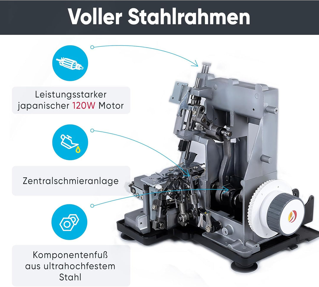 Triumphator 1800X Overlocker, Overlock-Nähmaschine, 2/3/4 Faden mit Differential, Vollmetallgestell,