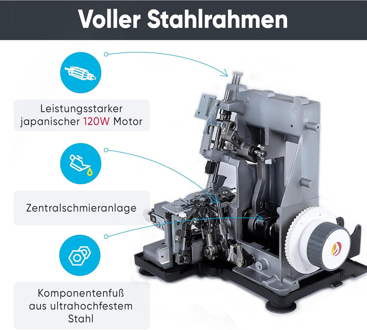 Triumphator 1800X Overlocker, Overlock-Nähmaschine, 2/3/4 Faden mit Differential, Vollmetallgestell,