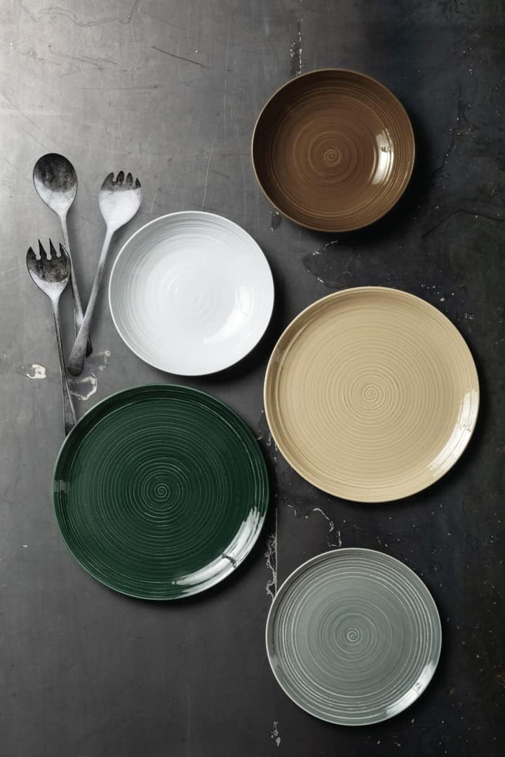 Seltmann Weiden Terra Suppenteller, 21 cm, Tiefer Essteller mit spiralförmigem Relief, Spülmaschinen
