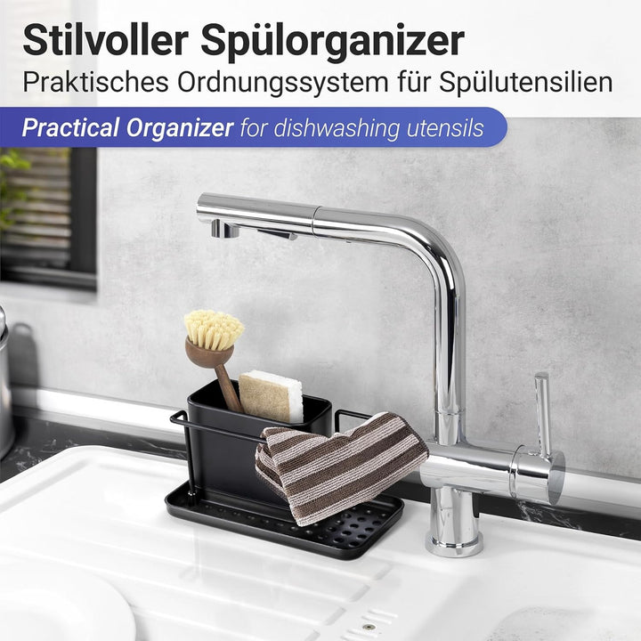 WENKO Spülorganizer Mod. Orio, Spülcaddy mit Behälter aus rostfreiem Edelstahl abnehmbar, stabile Bo