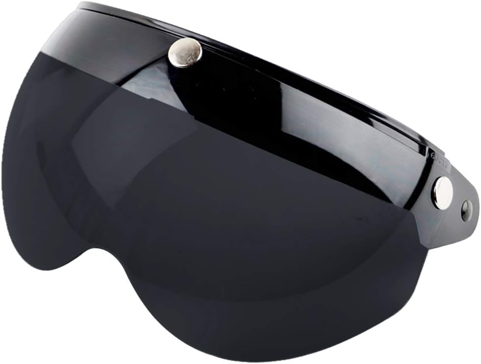 Wopohy Helmvisier Universelles 3 Druckknopf Winddichtes Sonnenschutz Halbgesicht-Retro Motorradhelm