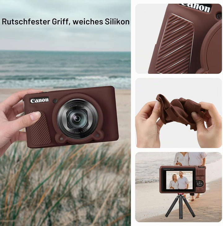 Canboc Case für Canon PowerShot SX740 SX730 HS Digitalkamera, Harte Tragetasche + weiche Silikon Sch