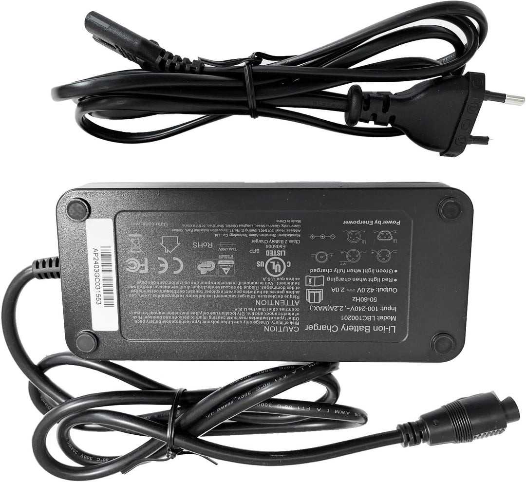 Enerpower Ladegerät 42V 2A 85 Watt 5-Pins Rund für 36V Akkus für Fischer, Phylion, Devron, Lifebike,