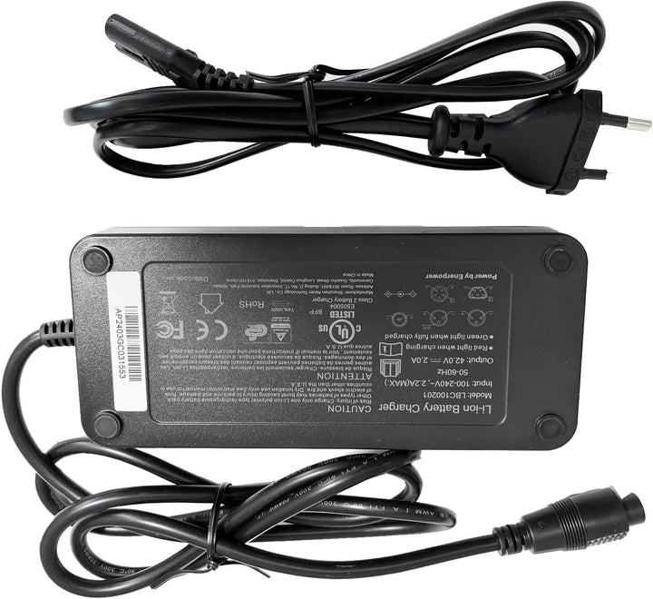 Enerpower Ladegerät 42V 2A 85 Watt 5-Pins Rund für 36V Akkus für Fischer, Phylion, Devron, Lifebike,
