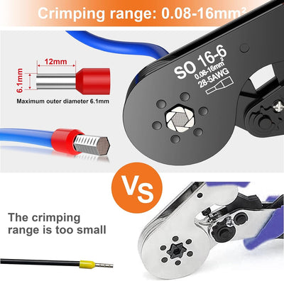 Crimpzangen 0.08-16mm², Preciva Aderendhülsenzange Crimpzange Sechskant Presszange für Isolierte Uni