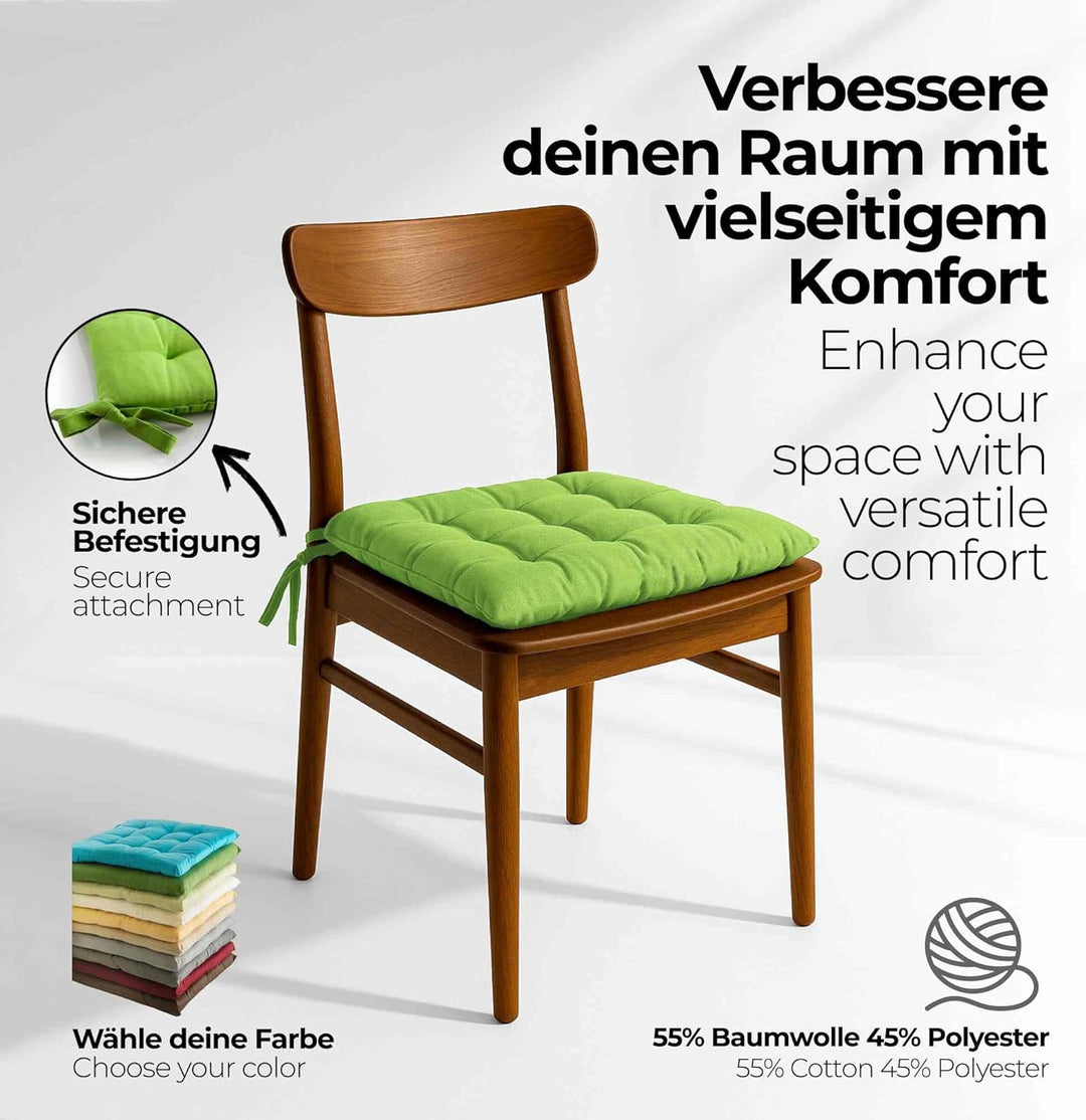 etérea Sitzkissen 40x40 cm für Innenbereich Balkonmöbel Gartenmöbel - Stuhlkissen Outdoor Set mit Bä